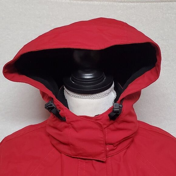 VINTAGE Retro Eddie Bauer Weather Edge Waterproof Red Hooded Fleece Lined Jacket - Picture 5 of 16